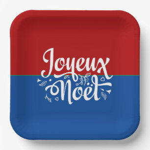 Minimalist Joyeux Noel French Merry Christmas Paper Plates
