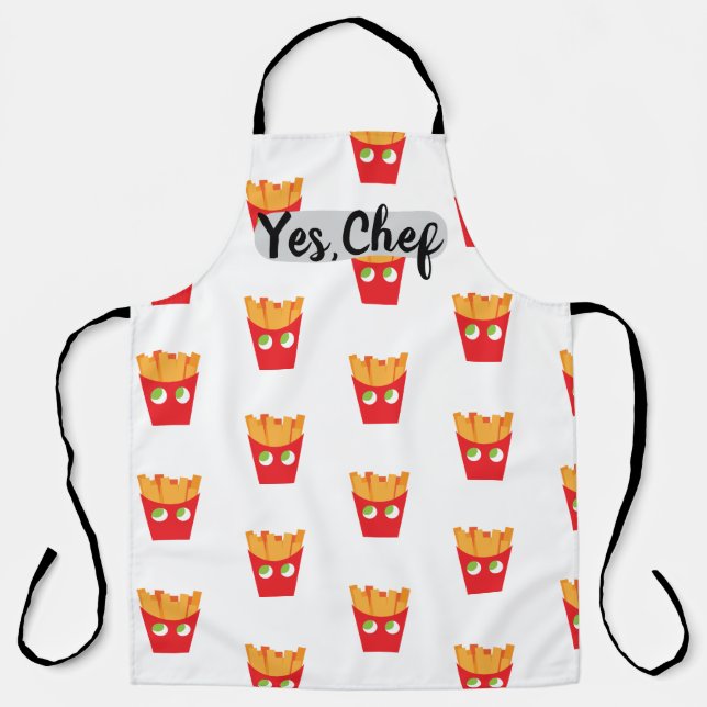 Minimalist Joyful Editable Color Fries Pattern  Apron (Front)