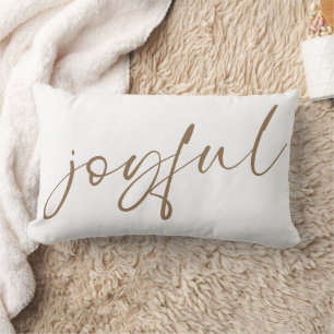 Minimalist Joyful Modern Gold Calligraphy Lumbar Pillow
