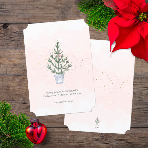 Minimalist Joyous Blessings Christmas Tree Holiday Card