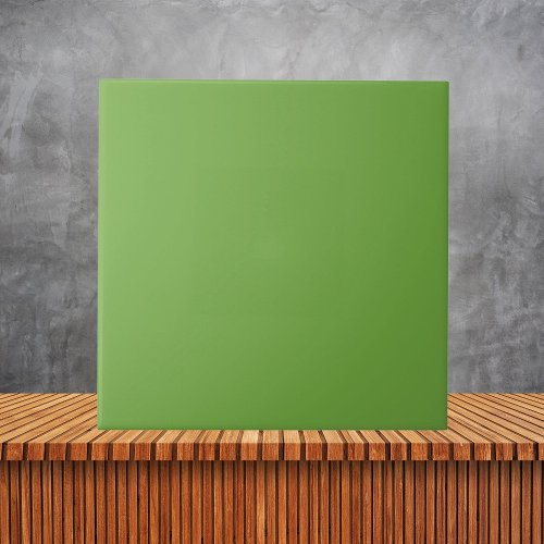 Minimalist Joyous Green Plain Solid Color 73A942 Ceramic Tile