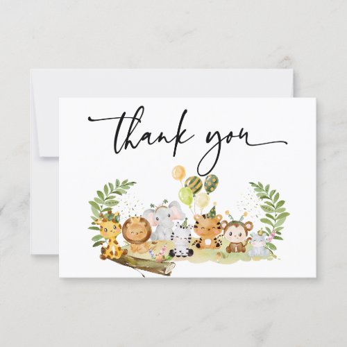 Minimalist Jungle Party Baby Shower Thank You Card