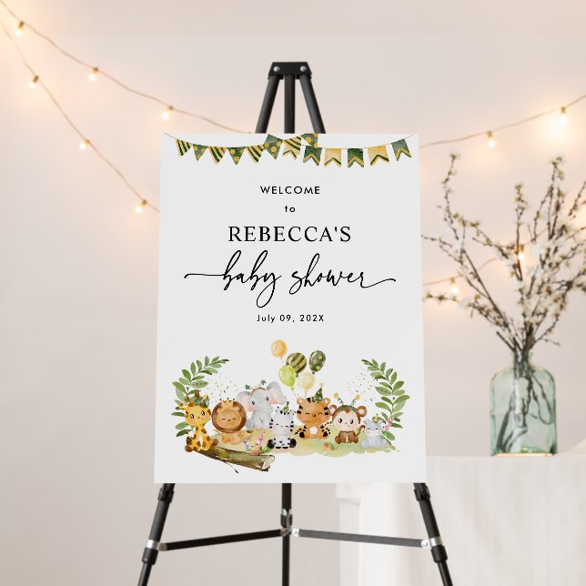 Minimalist Jungle Party Baby Shower Welcome Signs (In Situ (Stand))