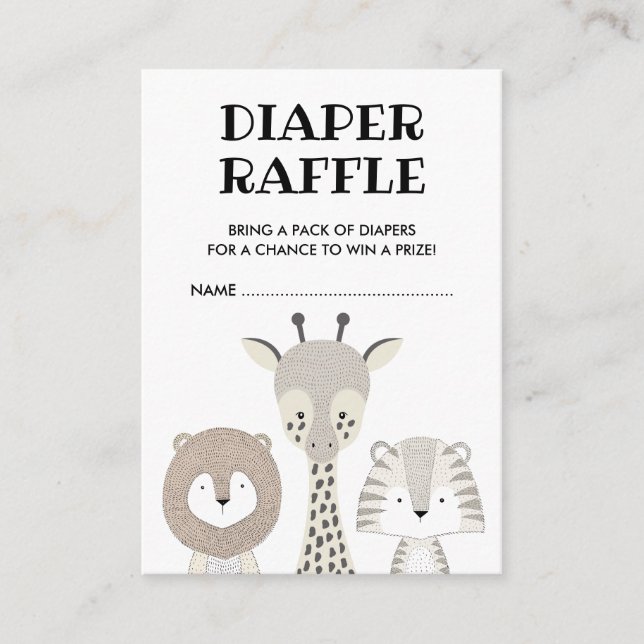 Minimalist Jungle Safari Baby Diaper Raffle Modern Enclosure Card (Front)