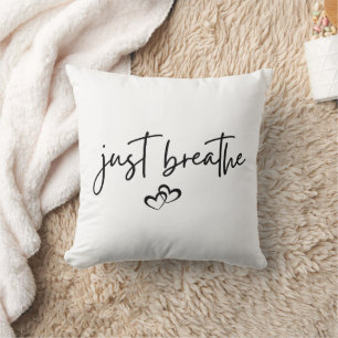 Minimalist “Just Breathe” Simple Inspirational Throw Pillow