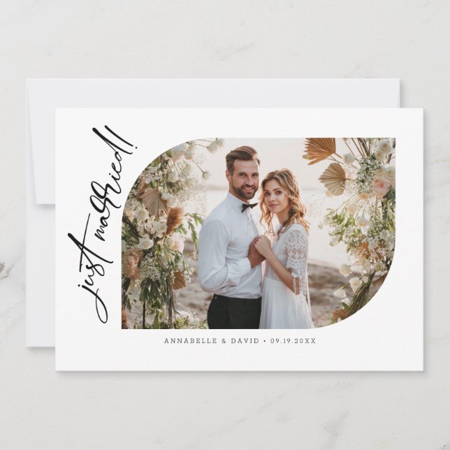 Minimalist Just Married Photo  Announcement (Front)