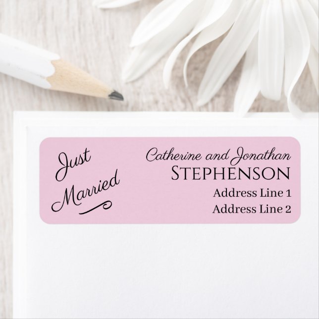 Minimalist Just Married Return Address Labels (Insitu)