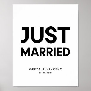 Minimalist Just married wedding sign