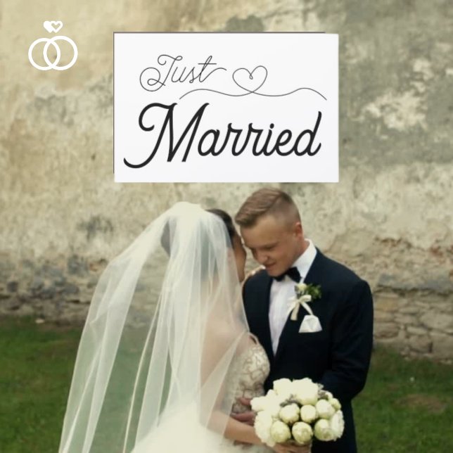 Minimalist Just Married With Heart Car Magnet (Creator Uploaded)