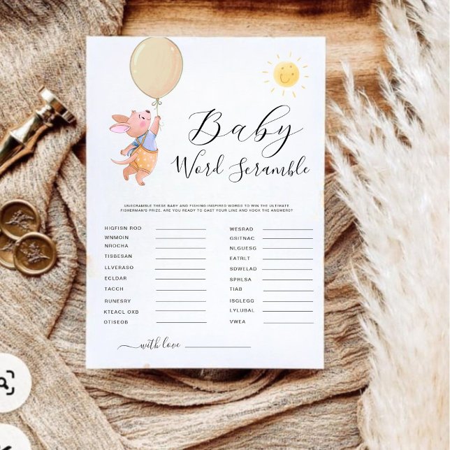 Minimalist Kangaroo Baby Shower Word Scramble Game (Creator Uploaded)