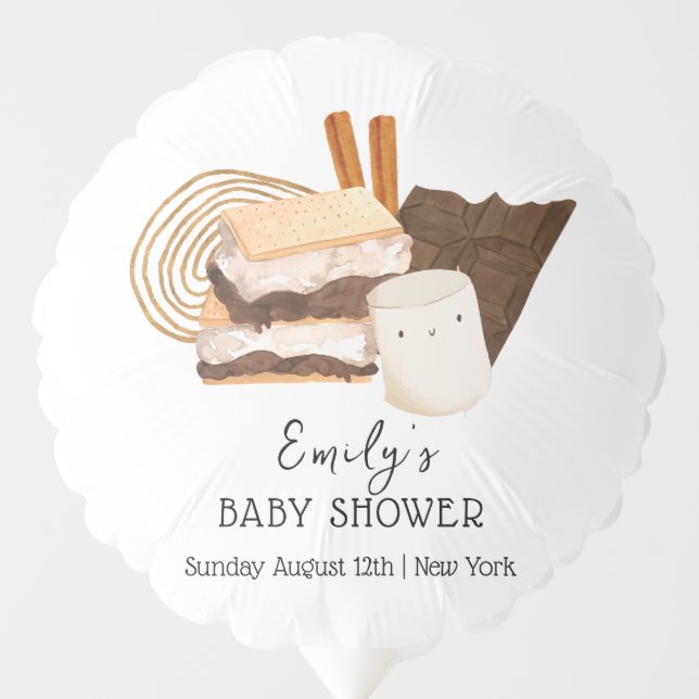 Minimalist Kawaii S'more Love & Fun Baby Shower Balloon (Front)