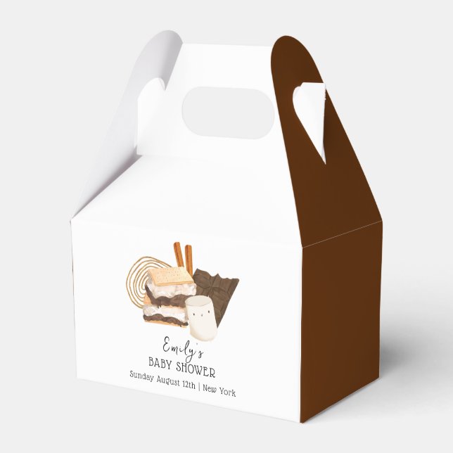 Minimalist Kawaii S'more Love & Fun Baby Shower Favor Boxes (Front Side)