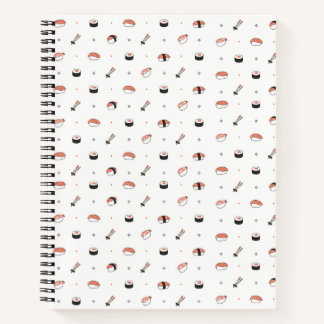 Minimalist Kawaii Sushi Pattern Cute Japanese Food Notebook