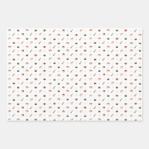 Minimalist Kawaii Sushi Pattern Cute Japanese Food Wrapping Paper Sheets