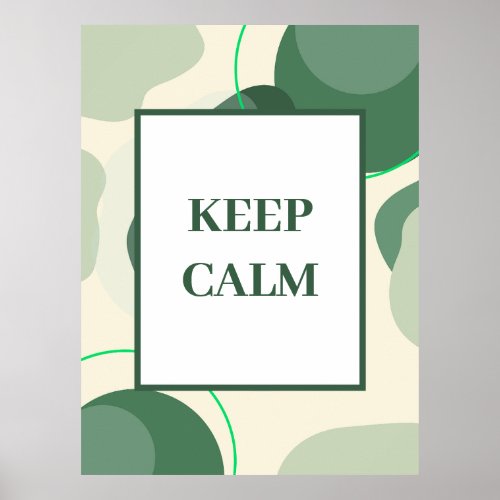 Minimalist "Keep Calm" Sage Green Abstract Art  Poster