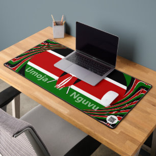 Minimalist Kenya Flag Umoja ni Nguvu   Asili Green Desk Mat