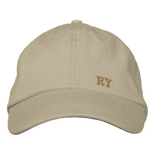 Minimalist Khaki Initial Embroidered Hat