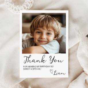 Minimalist Kids Birthday Photo Thank You Card
