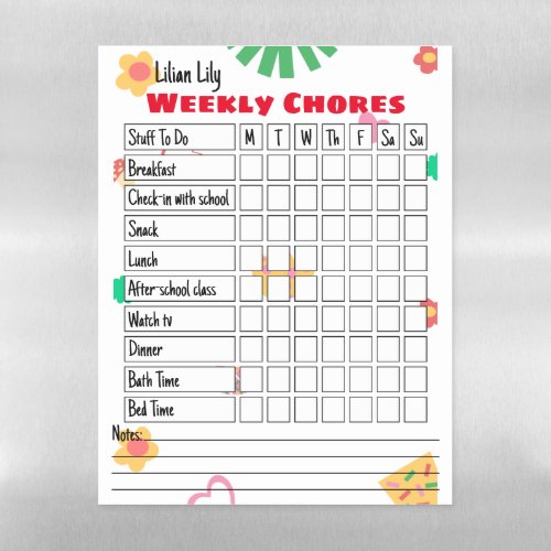  Minimalist Kids Chore Charts Planner Checklist Magnetic Dry Erase Sheet