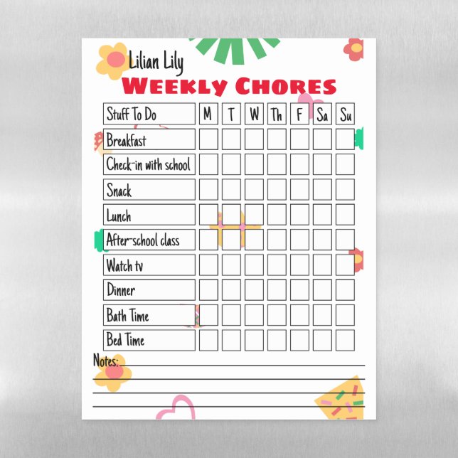  Minimalist Kids Chore Charts Planner Checklist Magnetic Dry Erase Sheet (Vertical)