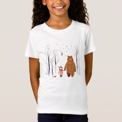Minimalist Kids Drawing Simple Teddy Bear T_Shirt