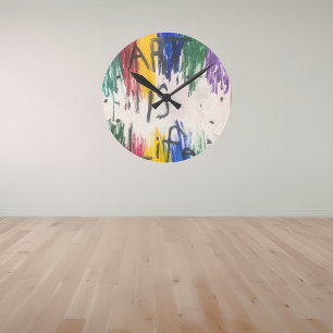  Minimalist Kids Rainbow ART IS LIFE   Round Clock