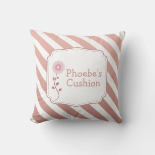 Minimalist Kids Rose Gold Stripes Customizable Throw Pillow