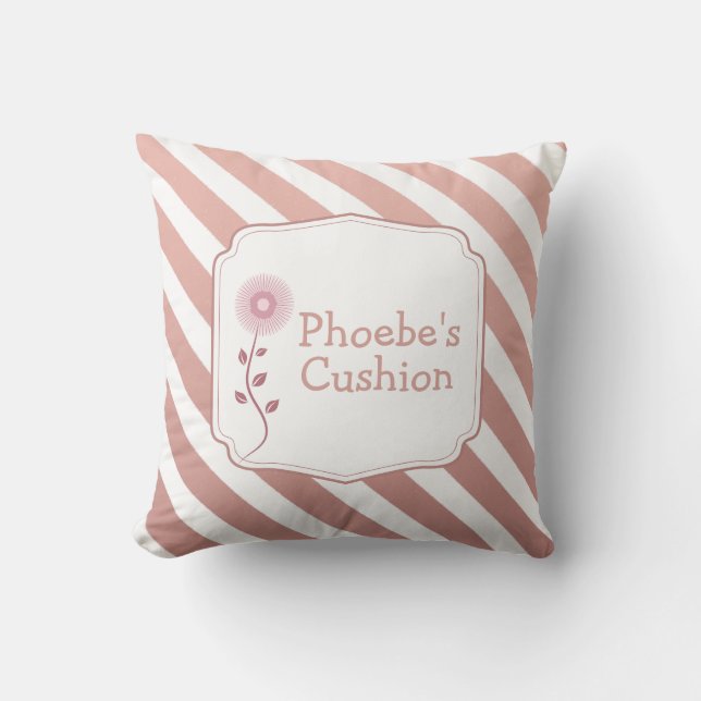Minimalist Kids Rose Gold Stripes Customizable  Throw Pillow (Front)