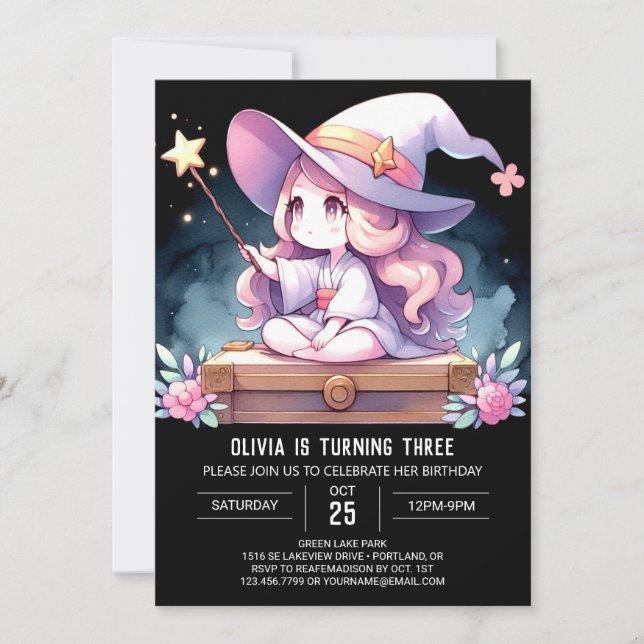 Minimalist Kids Wizard Birthday Invitation (Front)