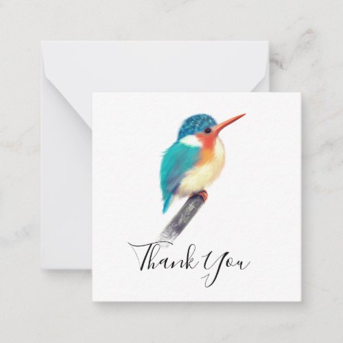 Minimalist Kingfisher Bird Thank You Note Cards
