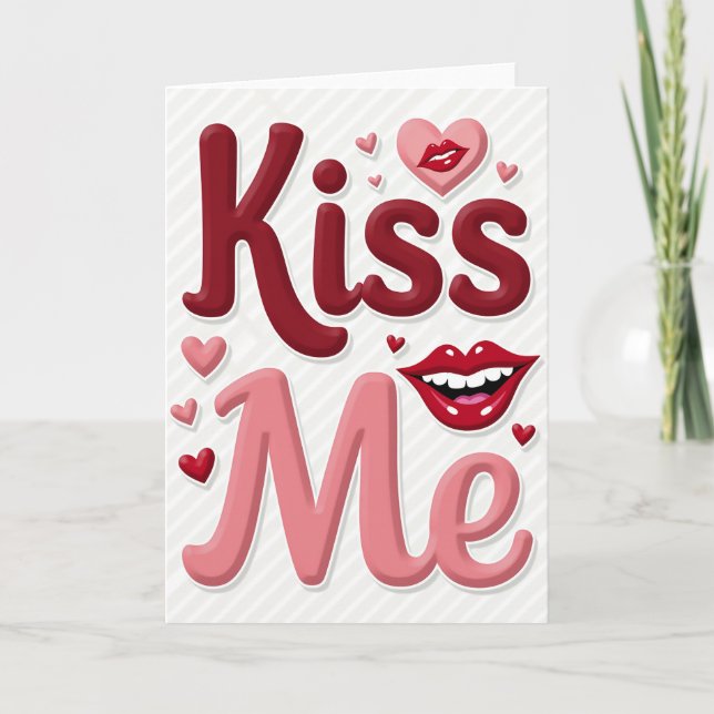 Minimalist Kiss Me Valentine Card (Front)