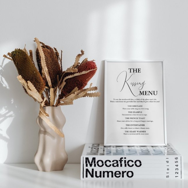 Minimalist Kissing Menu Wedding game sign (Creator Uploaded)