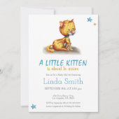 Minimalist Kitten Blue Boy Baby Shower Invitation (Front)