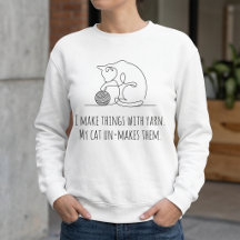 Minimalist Knitting Crocheting Cat Lover Line Art