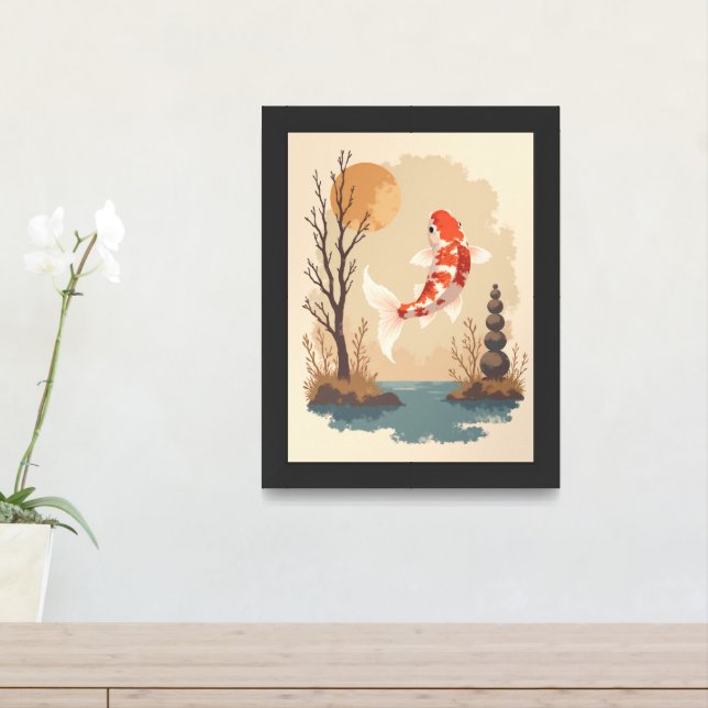 minimalist koi fish boho style poster (Entryway)