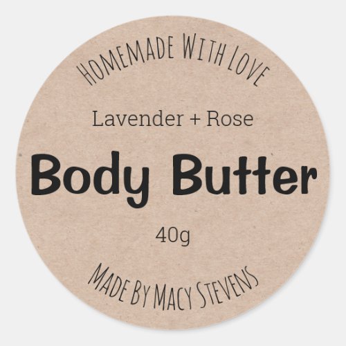 Minimalist Kraft Body Butter Simple Labels