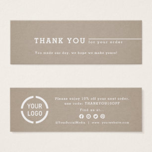 Minimalist kraft business logo thank you insert