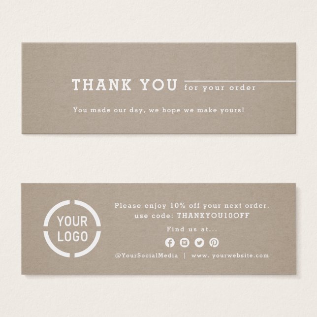 Minimalist kraft business logo thank you insert (Front & Back)