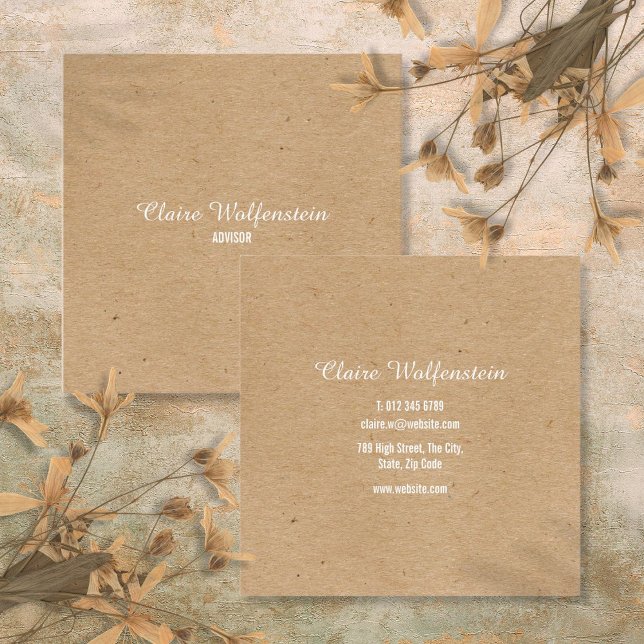 Minimalist Kraft Modern Professional Square Business Card (Minimalist Kraft Modern Professional Square Business Card)