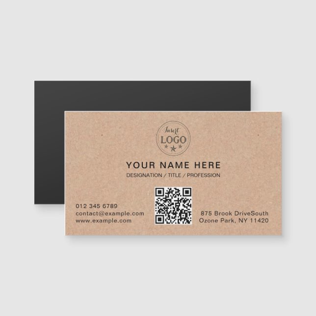 Minimalist Kraft Paper Magnetic Card Design (Front/Back)