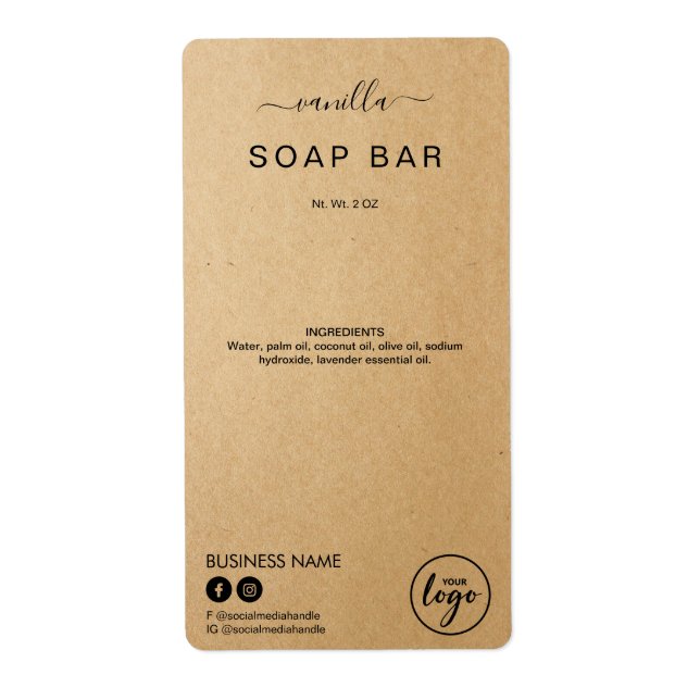 Minimalist Kraft Soap Bar Product Labels (Front)