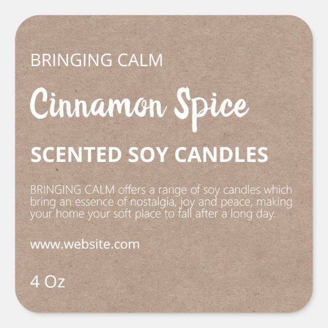 Minimalist Kraft Soy Candle Labels (Front)