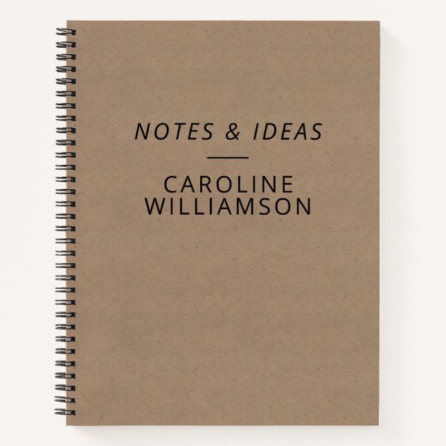Minimalist Kraft Style Personalized Name Notebook (Front)