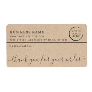 Minimalist Kraft thank you business mailing label