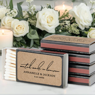 Minimalist Kraft Wedding Favor Matchboxes