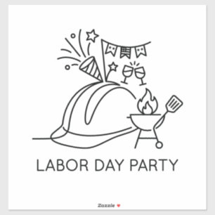 Minimalist Labor Day Party Hard Hat & Grill Line A Sticker