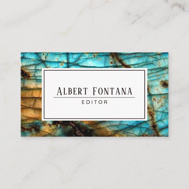 Minimalist Labradorite Business Card (Front)