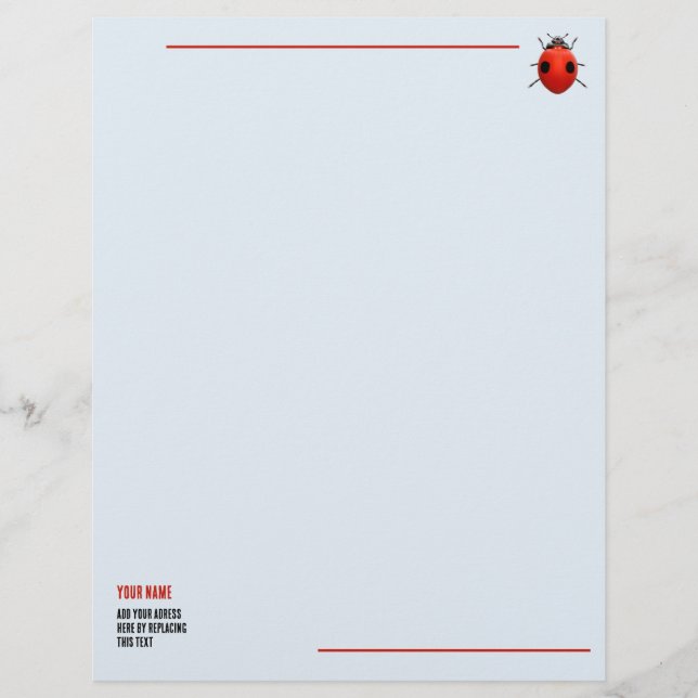 Minimalist Red Ladybug Custom Name and Address Stationery