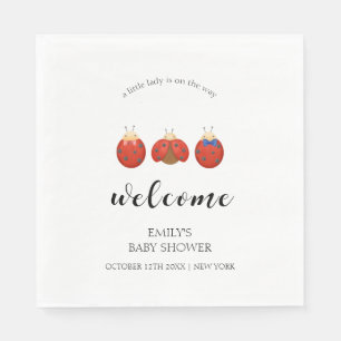 Minimalist Ladybug Family Baby Shower Welcome  Napkins
