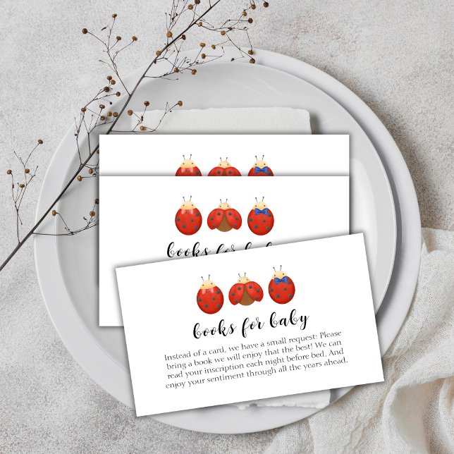 Minimalist Ladybug Family Books For Baby Shower  Enclosure Card (Minimalist Ladybug Family Books For Baby Shower Enclosure Card)